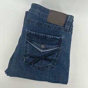 TK Axel Slim Boot Jeans Mens 34x30 Dark Wash Denim Designer Back Pocket